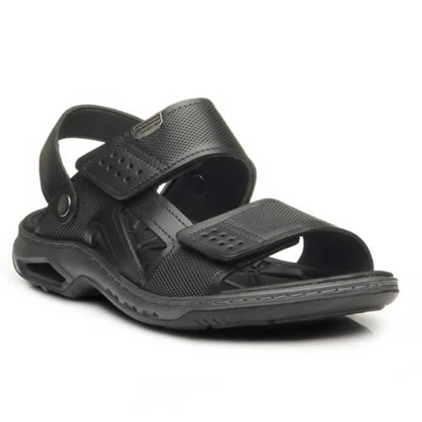 SANDÁLIA PEGADA MASCULINA EM COURO PRETO 133206-04