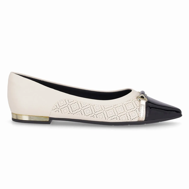 SAPATILHA PICCADILLY ANA OFF WHITE COM PRETO REF.: 274111