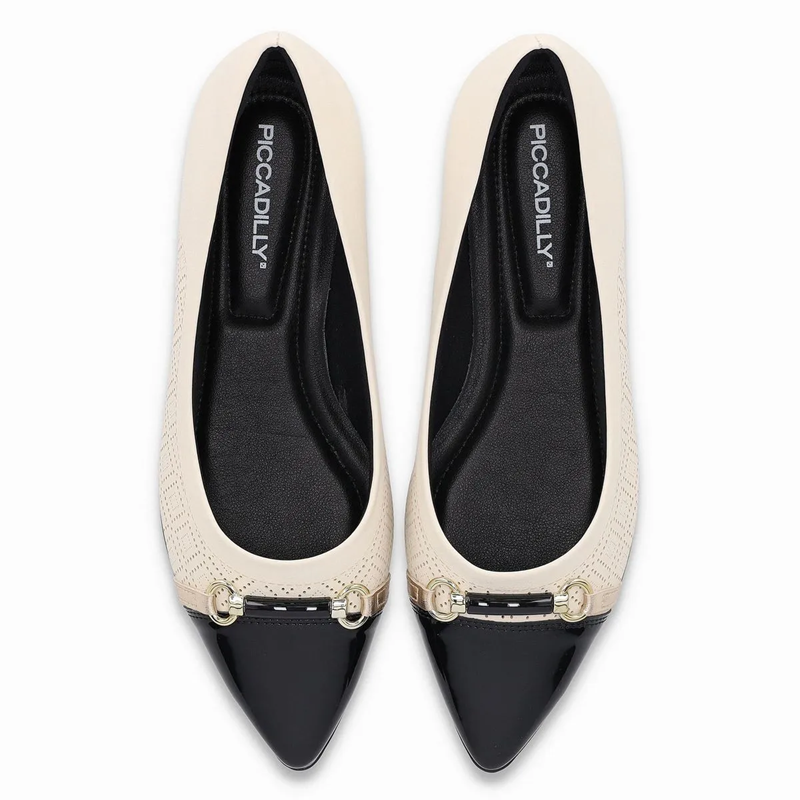 SAPATILHA PICCADILLY ANA OFF WHITE COM PRETO REF.: 274111 - Imagem 4