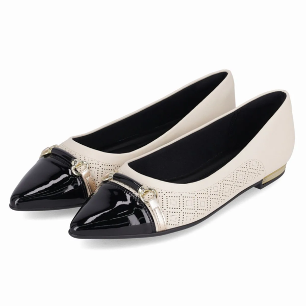 SAPATILHA PICCADILLY ANA OFF WHITE COM PRETO REF.: 274111