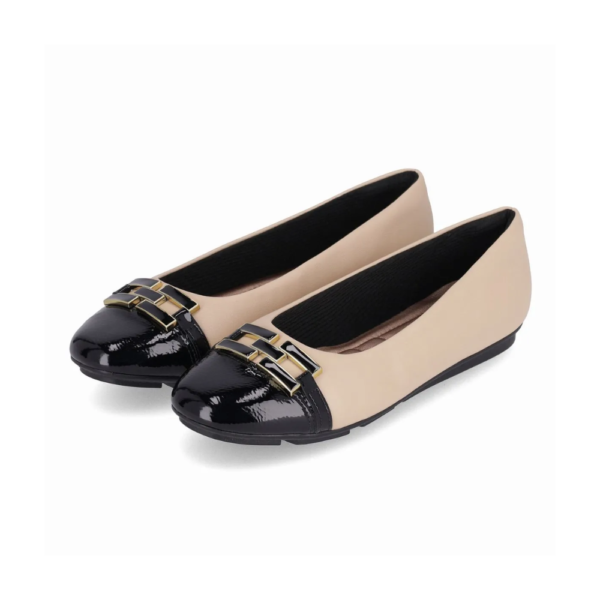 Sapatilha Feminina Piccadilly 122043-1 Bege e Off-White