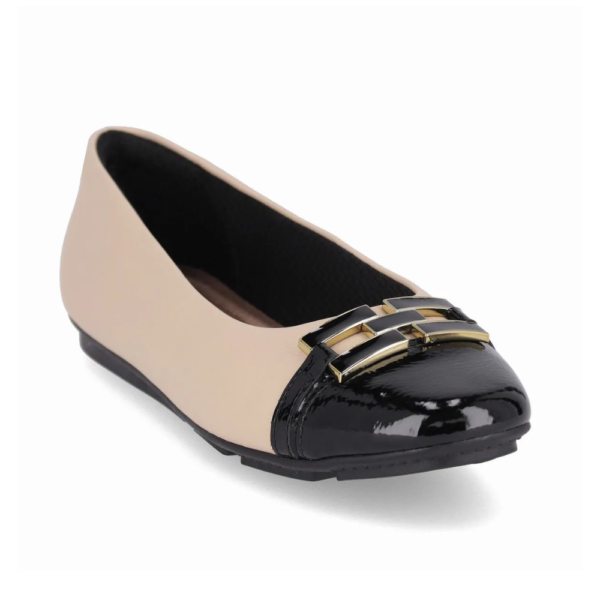 Sapatilha Feminina Piccadilly 122043-1 Bege e Off-White