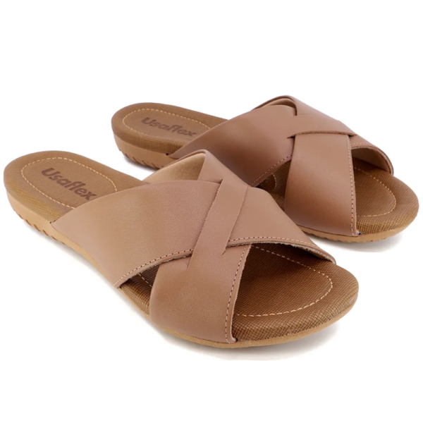 Chinelo Usaflex Rasteiro Camel