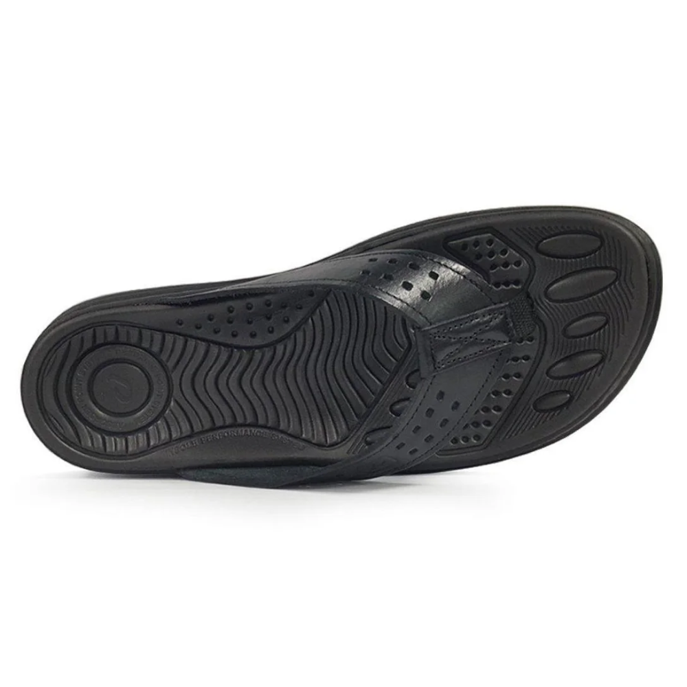Chinelo Masculino Pegada Em Couro Preto