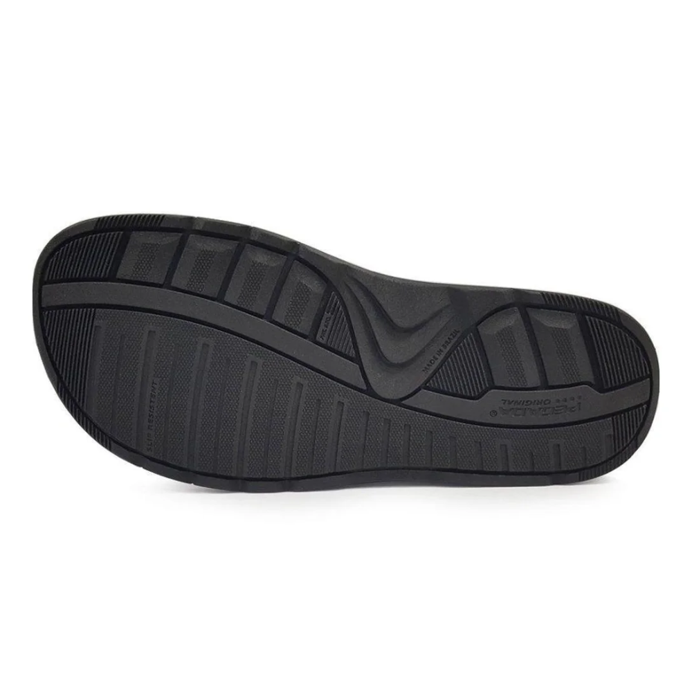 Chinelo Masculino Pegada Em Couro Preto