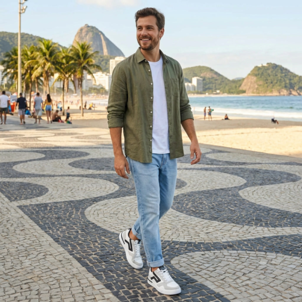 Sapatênis Masculino Pegada em Couro Branco 111951-02