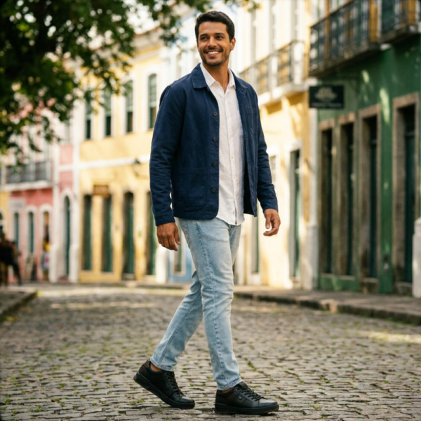 Sapatênis Masculino Pegada em Couro Preto 110605-04