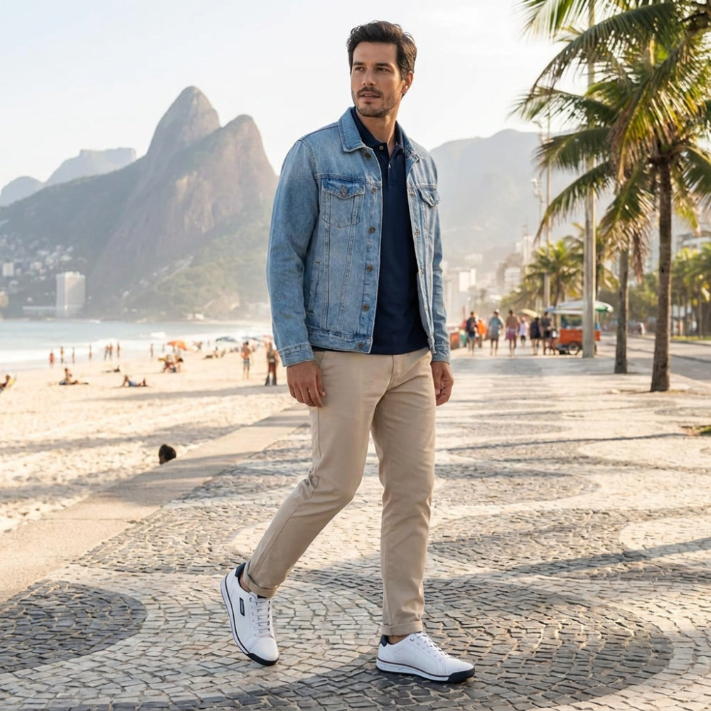 Sapatênis Masculino Pegada em Couro Branco 112502-01 - Imagem 4