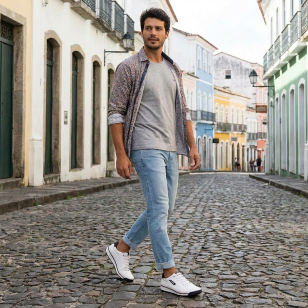 Sapatênis Masculino Pegada em Couro Branco 112502-01