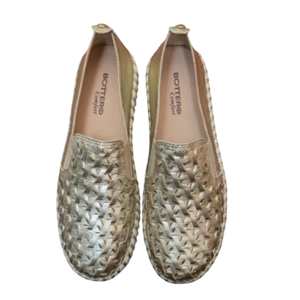Tênis Bottero Feminino Casual Slip-On em Couro Dourado 374109