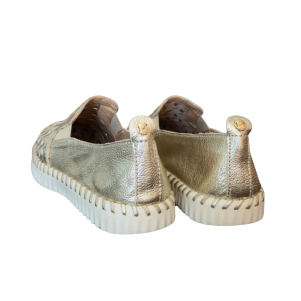 Tênis Bottero Feminino Casual Slip-On em Couro Dourado 374109