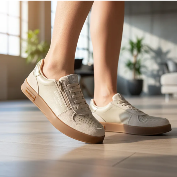 Tênis Casual Feminino Bottero em Couro Marfim 364902