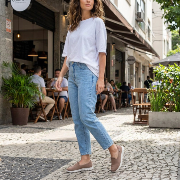 Tênis Feminino Casual Slip On Actvitta Camel 4202.500.31720.65441