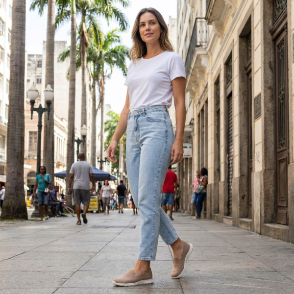 Tênis Feminino Casual Slip On Actvitta Camel 4202.500.31720.65441
