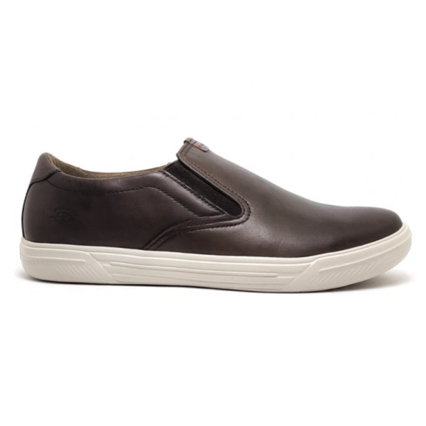 Sapatênis Masculino em Couro Pegada Stretch Slip On Chocolate e Conhaque 110402-02