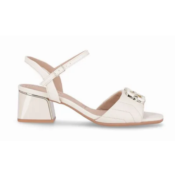 Sandália Feminina Piccadilly Salto Bloco Médio Off-white 543086