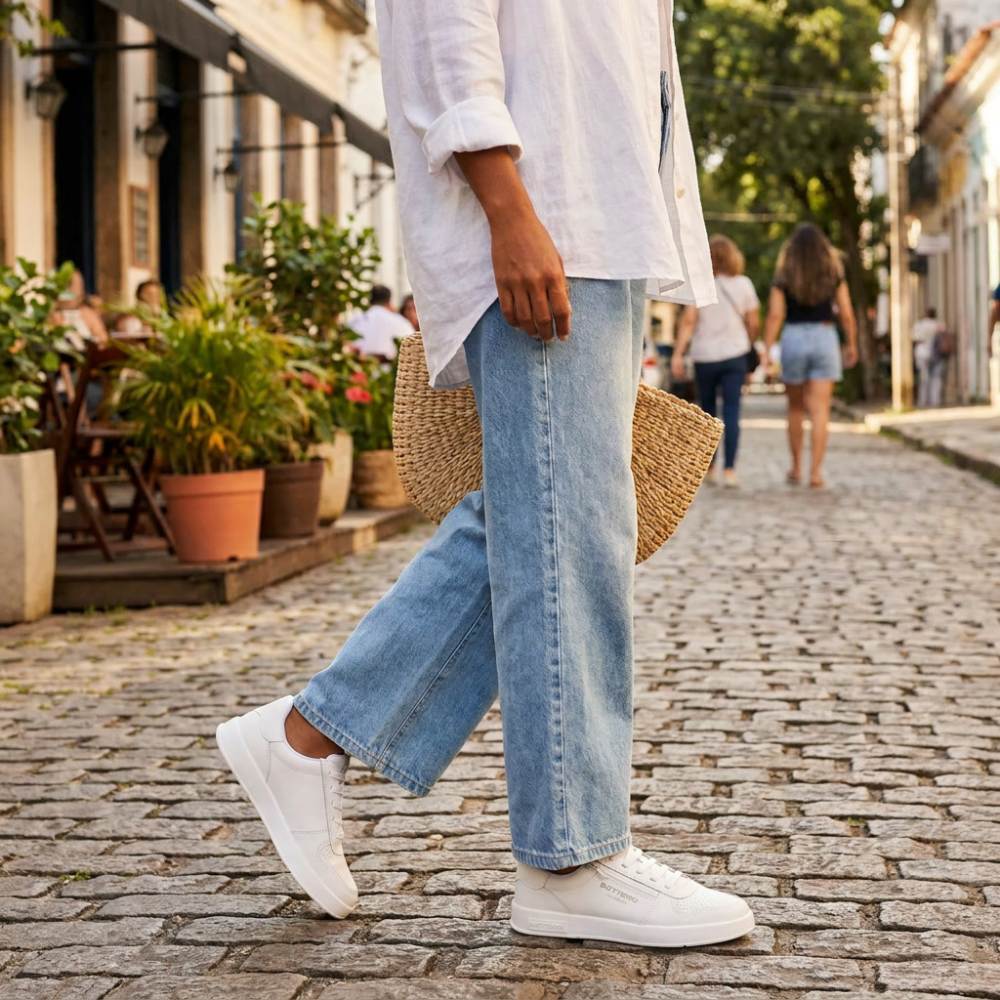 Tênis Casual Feminino Bottero em Couro Branco 364902 - Imagem 5