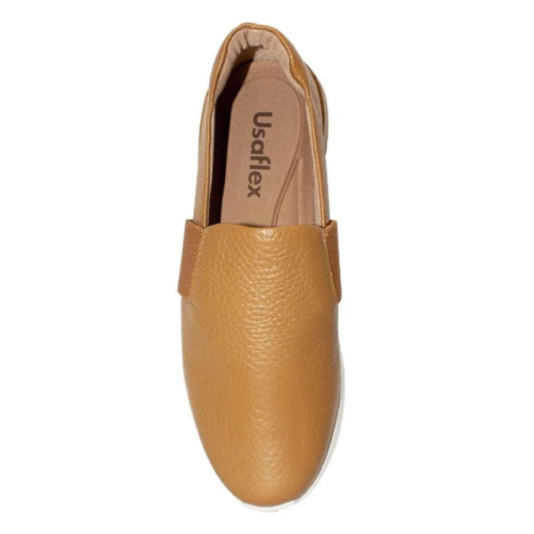 Tênis Feminino Usaflex Slip On em Couro Marrom AH1713