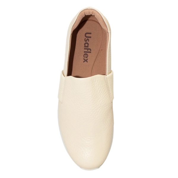 Tênis Feminino Usaflex Slip On em Couro Off-white AH1713