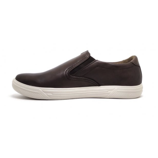 Sapatênis Masculino em Couro Pegada Stretch Slip On Chocolate e Conhaque 110402-02