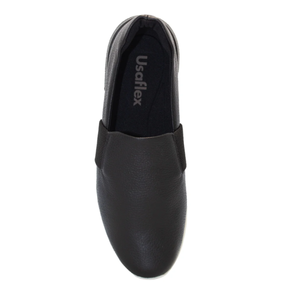 Tênis Feminino Usaflex Slip On em Couro Preto AH1713