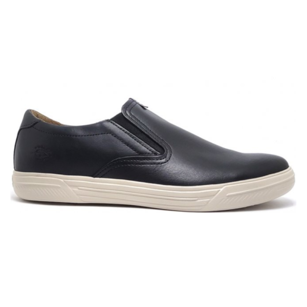Sapatênis Masculino em Couro Pegada Stretch Slip On Preto 110402-04