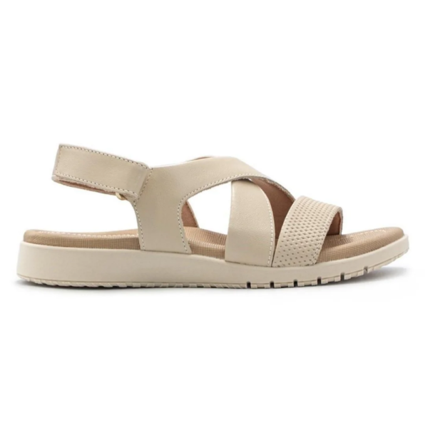 Sandália Usaflex Feminina em Couro Off-White AL3702