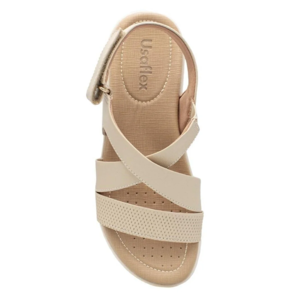 Sandália Usaflex Feminina em Couro Off-White AL3702