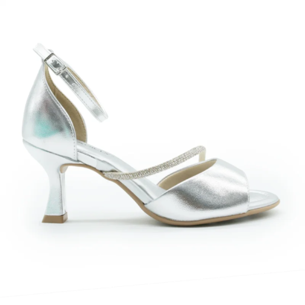 Sandália Feminina Piccadilly Salto Alto com Strass Prata 712007
