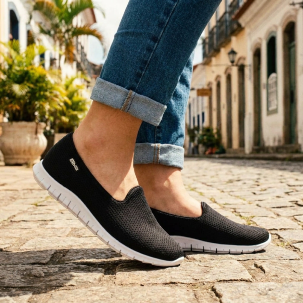 Tênis Feminino Casual Slip On Actvitta Preto 4202.500.31720.15745