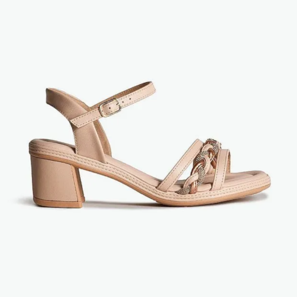 Sandália Feminina Piccadilly Salto Bloco Médio Rose 566062