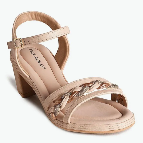 Sandália Feminina Piccadilly Salto Bloco Médio Rose 566062