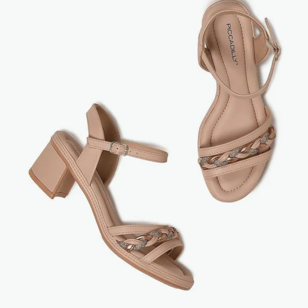 Sandália Feminina Piccadilly Salto Bloco Médio Rose 566062