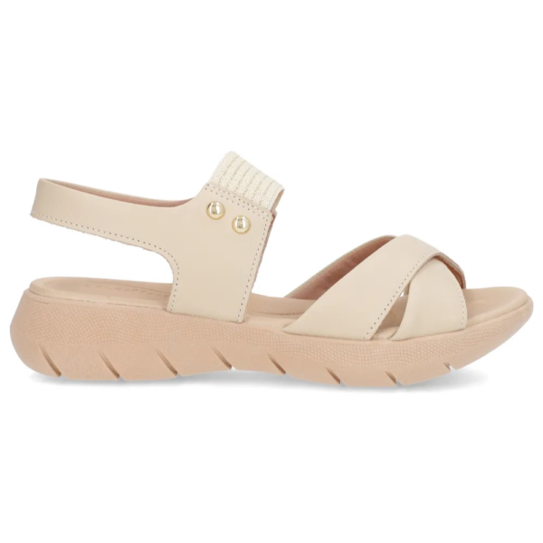 Sandália Usaflex Feminina em Couro Off-White AL1405