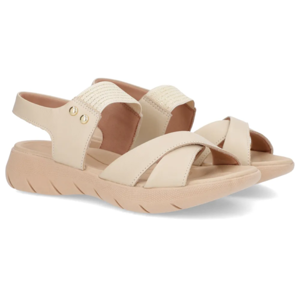 Sandália Usaflex Feminina em Couro Off-White AL1405