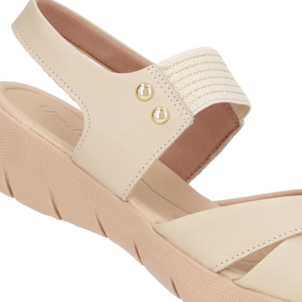 Sandália Usaflex Feminina em Couro Off-White AL1405