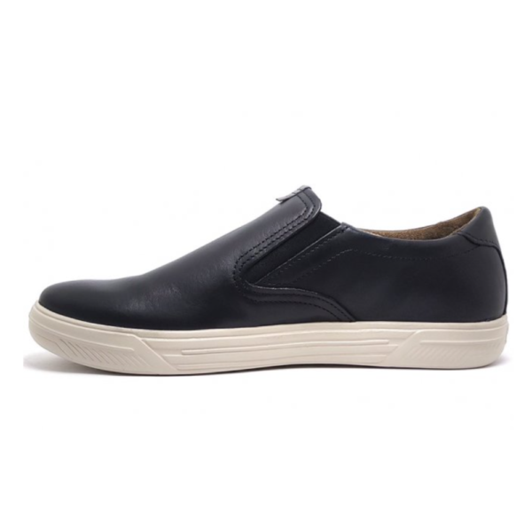 Sapatênis Masculino em Couro Pegada Stretch Slip On Preto 110402-04