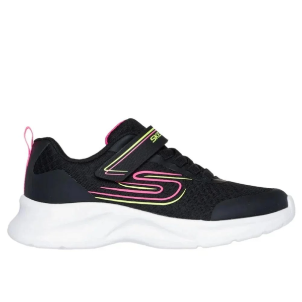 Tênis Skechers Dynamatic Nonstop Speed Infantil Feminino 303577L Preto Branco Pink