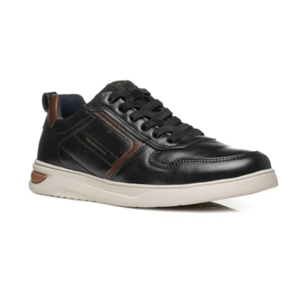 Sapatênis Masculino Pegada em Couro Preto 112401-04