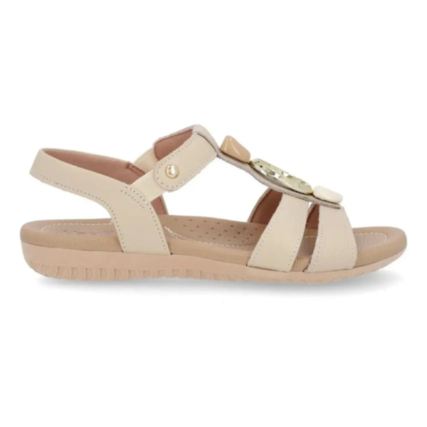 Sandália Usaflex Feminina em Couro Off-White R1879