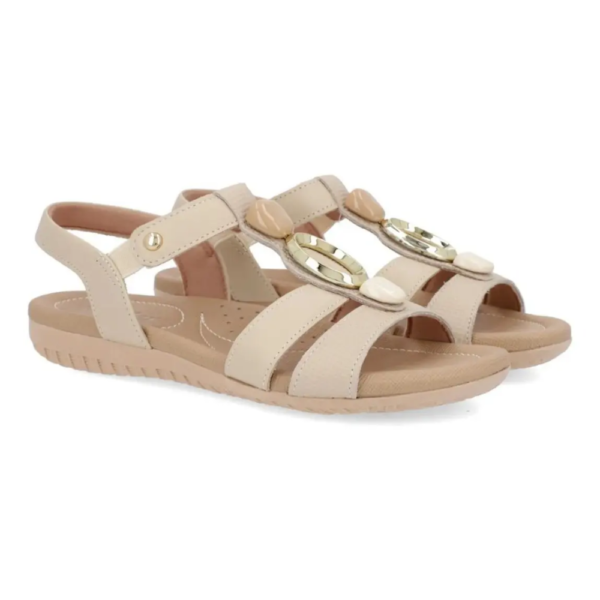 Sandália Usaflex Feminina em Couro Off-White R1879