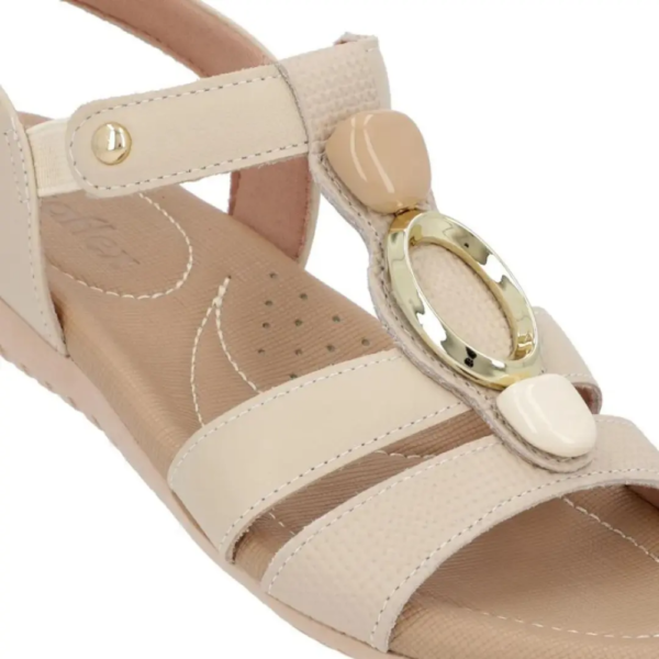 Sandália Usaflex Feminina em Couro Off-White R1879