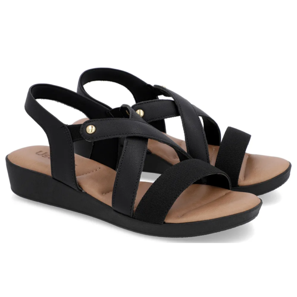 Sandália Usaflex Feminina em Couro Preto PA04002