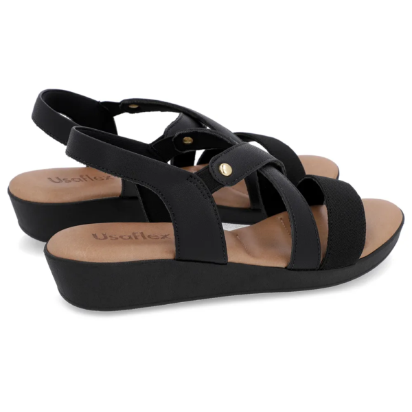 Sandália Usaflex Feminina em Couro Preto PA04002