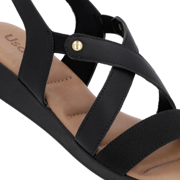 Sandália Usaflex Feminina em Couro Preto PA04002