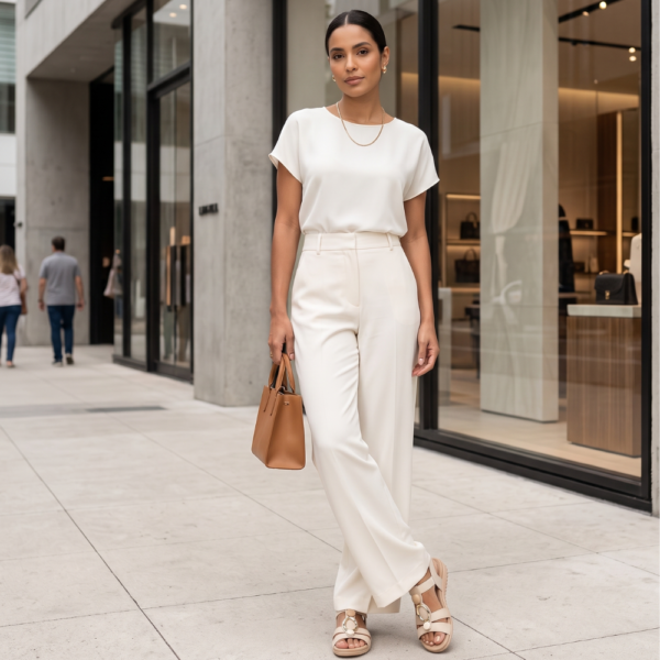 Sandália Usaflex Feminina em Couro Off-White R1879