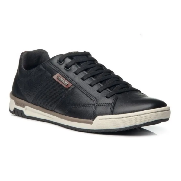 Sapatênis Masculino Pegada em Couro Preto 119504-03