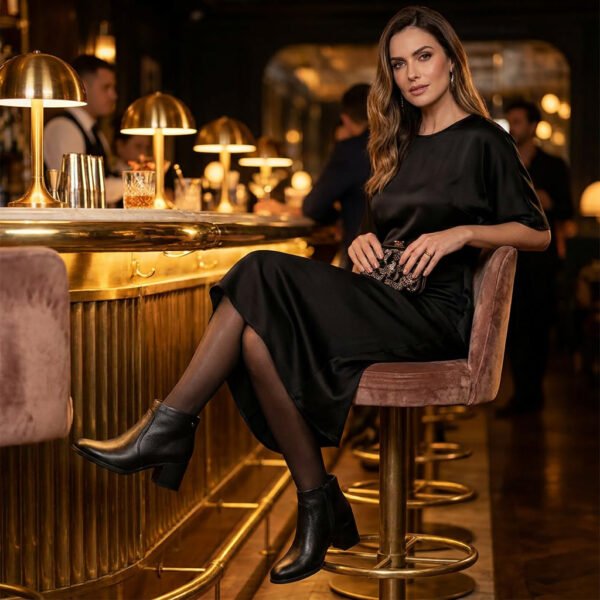 Bota Feminina Bottero em Couro Cano Baixo Burnish Preto 346901