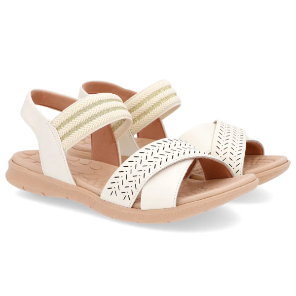 Sandália Usaflex Feminina em Couro Off-White PA03001