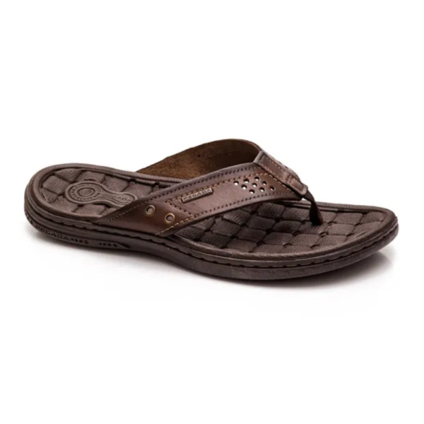 Chinelo Masculino Pegada em Couro Café 131221-02